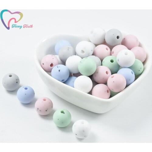 20 PCS Gritty Colors Mix 12-15 MM Round Baby Teething Beads BPA Free Baby Mordedor Perle Silicone Dentition For Necklace Making