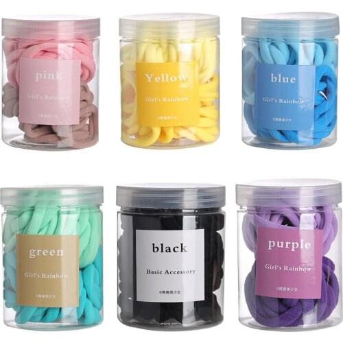 2021 Retro Simple 50 Pcs Purple Green Pink Black Blue Yellow Towel Hair Tie Children Ladies Hair rubber band ponytail holder
