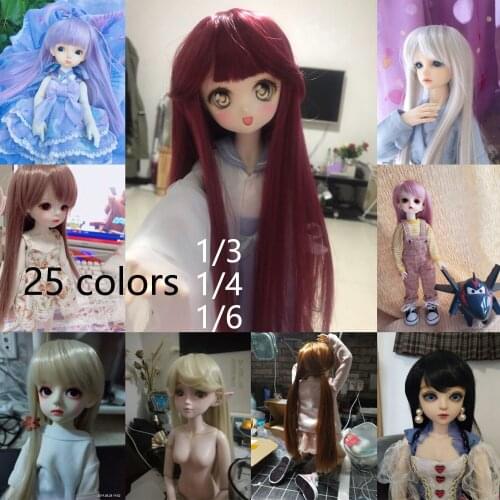 25 colors 1/3 1/4 1/6 Bjd hair High Temperature Long Straight Bjd Wig SD For BJD Doll accessories Wig