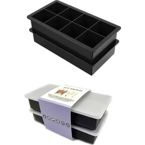 8-Grids Square Ice Cube Tray Mould Ice Cubes Silicone Mold DIY Ice Cream Making Mould Jelly Maker for Whiskey Cocktails Wine Kit