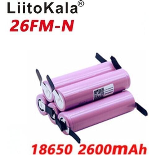 New 100% Original Liitokala 18650 2600mAh battery ICR18650-26FM Li-ion 3.7 V rechargeable battery+ DIY Nickel sheet