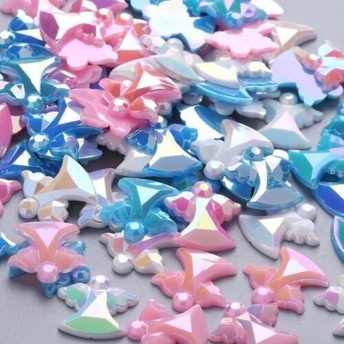 TPSMOC 100pcs/lot 16mm Acrylic Angel shape For Girls Birthday Party Favor Decoration Baby Shower Rhinestone pearl beads