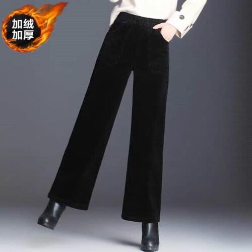 Women Pants Autumn and Winter Corduroy Womens Loose Large Size High Waist Straight Pants Pantalones De Mujer