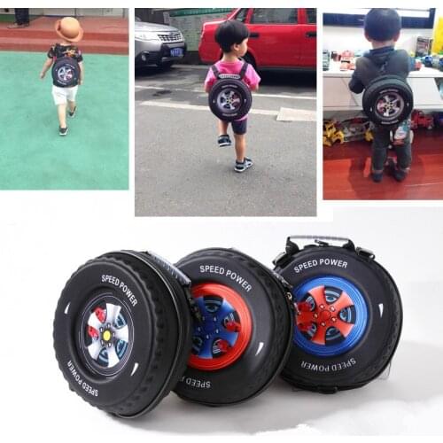 2016 Cool Children Cartoon 3D Tire Backpacks toy shoulder bags for 1-3 years baby children Snack bag -small