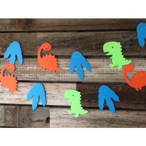 Dinosaur birthday banners baby shower buntings kids nursery room party decorations garlands photobooth backdrops