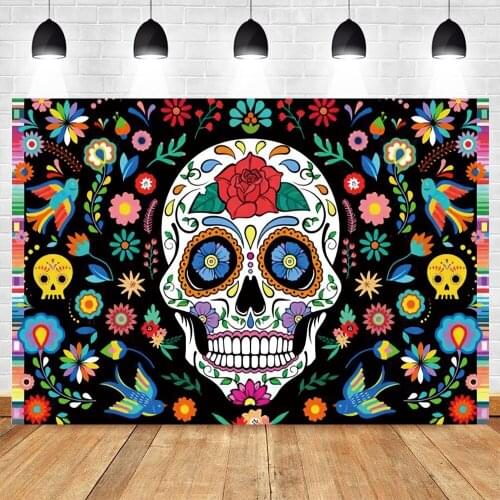 Yeele Day Of The Dead Photography Backdrop Photocall Skull Flowers Mexico Party Decor Background Baby Photo Studio Photographic