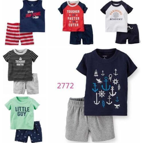Blue Whale Baby Boy Clothes Suit Newborn Clothing Sets 6 9 12 18 24 Month T-Shirt Plaid Shorts Pant Outfits Summer Cotton Sets