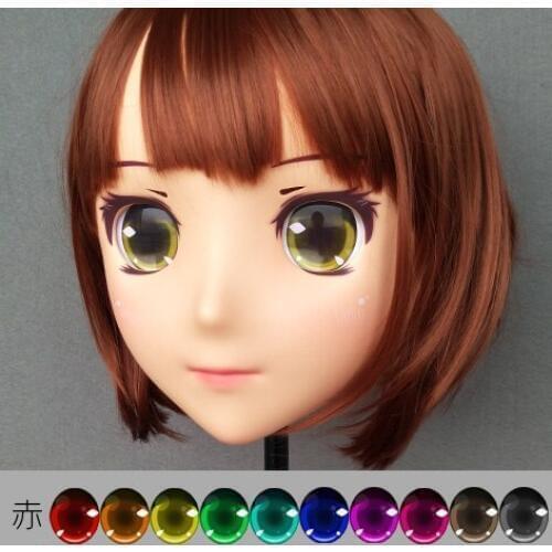 Jiang12)Female Sweet Girl Resin Half Head Kigurumi Crossdress Cosplay Japanese Anime Role Lolita Doll Mask With Eyes And Wig