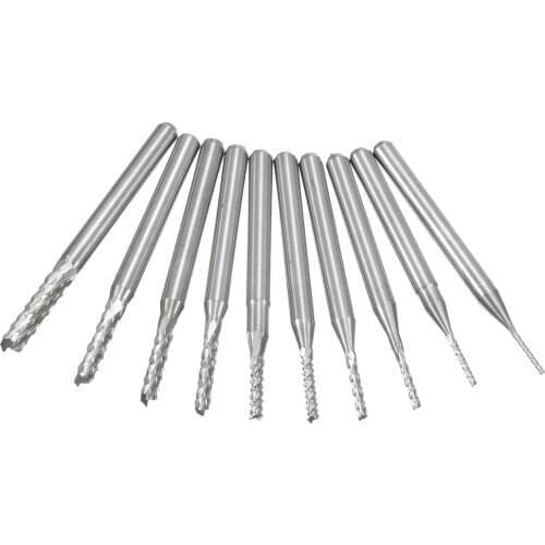 DB-M8 10pcs 0.8-3mm Carbide PCB Drill Bits Engraving Milling Cutter for CNC Rotary Burrs