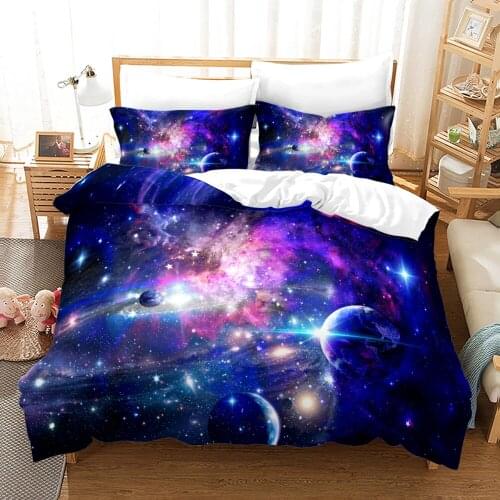 Space Galaxy Bedding Set Bedspread Single Twin Full Queen King Size Sky Milky Way Planet Bed Set Childrens Kid Duvetcover 02