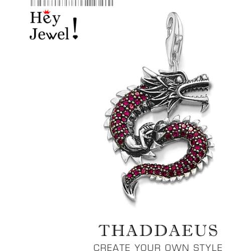 Pendant Red Dragon,2019 Winter 925 Sterling Silver Fashion Jewelry Europe Ethnic Bijoux Trendy Accessories Gift For Woman Men