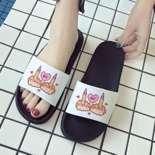 Summer Women Slippers 2021 Leisure Open Toe Home Slides Indoor Slippers Lovely Print Slippers Beach Sandals Plus Size 41