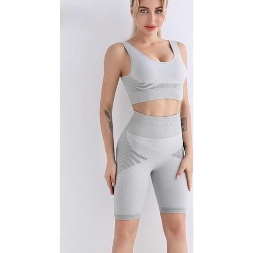 Summer Sport Yoga Set Women Breathable Two Piece Set Gym Shorts And Yoga Bra Set Fitness Workout Clothes For Women Tracksuits