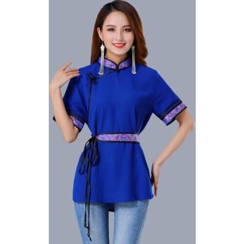 Summer Traditional Tang Suit Tops women chiffon Hanfu Chinese Style Jackets short Sleeve Loose Blouse Oriental Asia Clothes