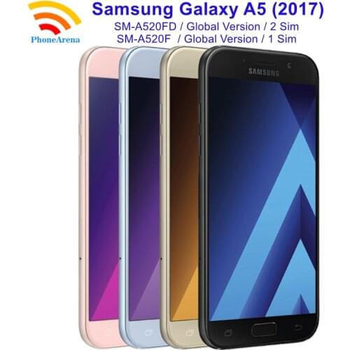 Samsung Galaxy A5 A520FD (2 Sim)【90% New】Unlocked CellPhone A520F (1 Sim) Global Version 6.5" 3GB+32GB ROM Fingerprint NFC