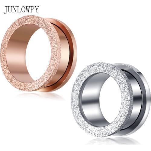 JUNLOWPY Glitter Rose Gold Silver Ear Plug Screw PiercingTunnel Ear Expander Gauges Kit Body Jewelry Flesh Tunnel Earring