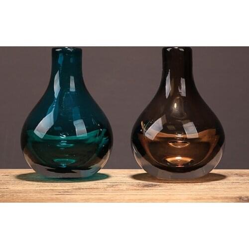 Nordic Creative Color Transparent Hydroponic Glass Vase Dining Table Office Desktop Flower Arrangement Dried Flower Flower