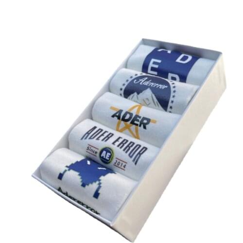 5 Pairs / Pack New Mens Printed Letter Pattern Socks Street Sports Casual Socks HZW01