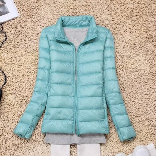 New Fashion Brand Autumn winter women keep warm Super light thin 90% White duck down jacket Stand collar Large size down coat
