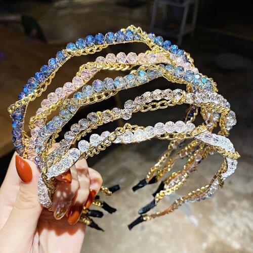 New Women Elegant Full Rhinestone Chain Metal Hairbands Lady Sweet Hair Decorate Headband Hair Hoops Fashion Hair Accessories