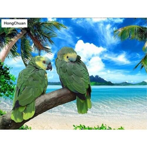 New Year 5D DIY Square/Round Diamond Painting Couple Parrot Cross Stitch Mosaic Christmas Diamond EmbroideryHome Decoration Gift