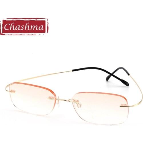 Chashma Prescription Eyeglasses Gradient Lenses Optical Frames Quality Frames Rimless Titanium Spectacle Frame for Men