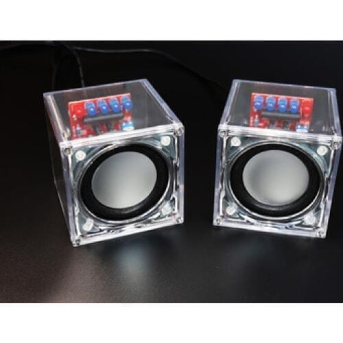 Factory Wholesale Free Shipping DIY Mini Amplifier Speaker Kit Transparent Speaker Electronic Learning Kit
