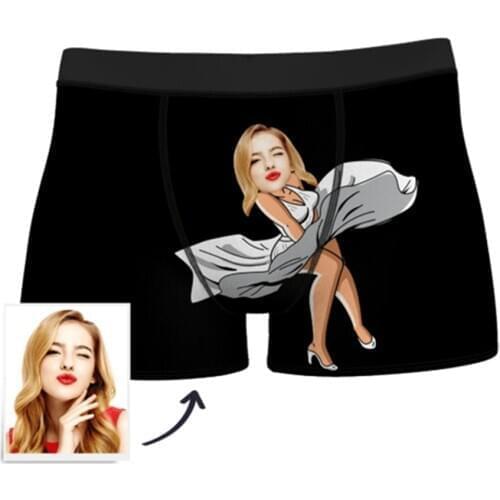 Customize photo lover face shorts for boyfriend Valentines Day christmas gift personalized text funny cotton Boxer groom giftst