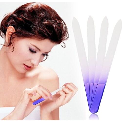 HOT 4pcs/Lot Durable Nail Files Crystal Glass Nail Buffer Manicure Nail File Purple for women
