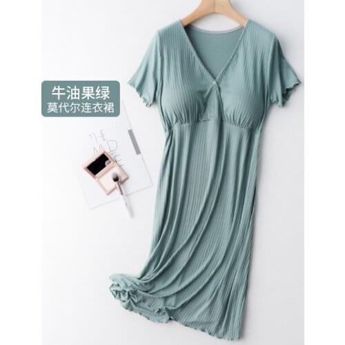 Pregnancy Dresses Summer Postpartum Breastfeeding Clothing Maternity Modal Soild V-neck Dress Nursing Mother Outwear Nightwear