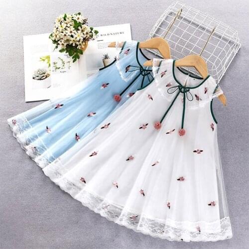 Flower Girl Dresses Girls Summer Clothes 2021 New Lace Embroidery Kids Party Dresses Fashion Elegant Girls Princess Dress