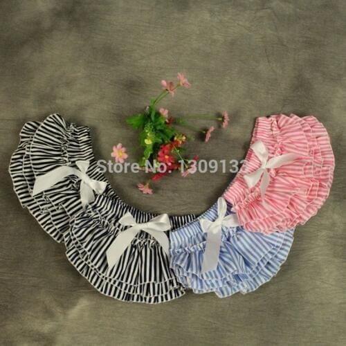 Stripe Ruffled Bubble Bloomer Baby Girl Black Navy Blue Pink Country Baby Girl Bloomer