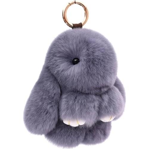 20 Color Fluffy Real Rabbit Fur Pompon Bunny Keychain Trinket Women Toy Pompom Rabbit Key Ring On Bag Car Key Chain Jewelry Gift