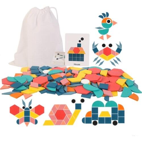 Enlightenment Grab Puzzle Tangram Kids Toys Baby Training Learning Early Educational Wooden Development Jigsaw Toy