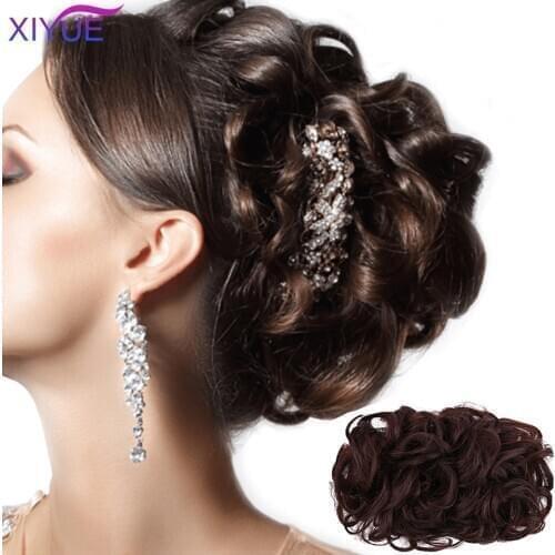 XIYUE Newest Hot Fashion Short Curly Messy Bun Hair Piece Scrunchie Rubber Band Cover Clip In Hair Extensions hair clips Chignon