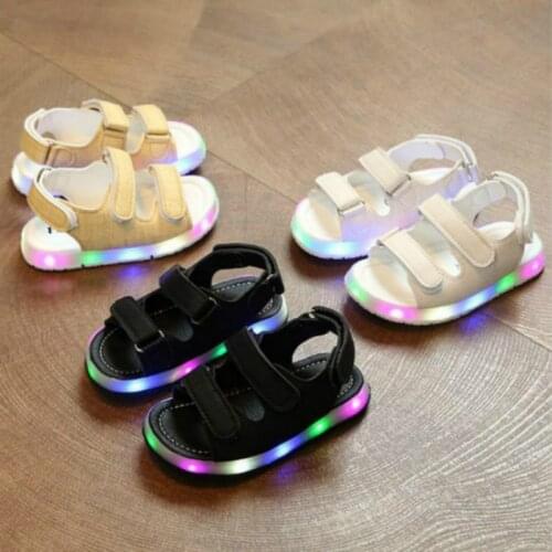 New Summer Kid Led Glowing Light Sandals Boy Girl Sport Casual Light Shoes Children Baby Flat Shoes Newborn Beach Leather Sandal