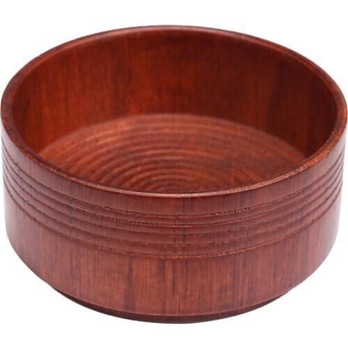Retro Men Shaving Brush Bowl Cream Soap Cup Male Facial Cleaning Mug Grooming Tool - Oak Wooden