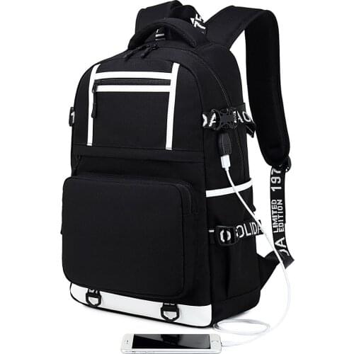 New Korean USB Boys Girls Kids School Book Bags Large Capacity Teenagers Student Schoolbags Women Men Laptop Travel Backpack