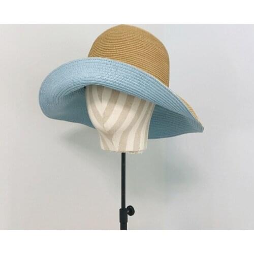 Spring summer simple and casual foldable roll-up two-color fisherman hat basin hat sunscreen beach straw hat