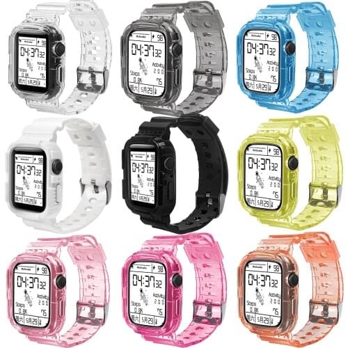 Silicone Crystal Clear Sports Wristband, for Apple Watch Band Series SE6 5 44mm 42mm, Replacement Strap for iWatch 3 2 38mm 40mm