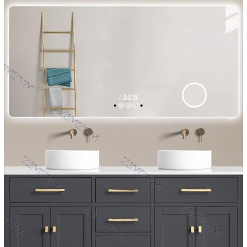 70x90cm Smart Bluetooth Demist explosion-proof Bathroom Mirror three Color led light magnifying glass Touch screen 220V/110V