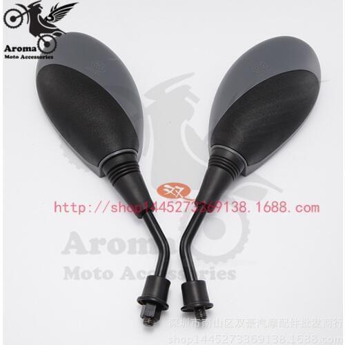 Grey 8MM 10MM motorcycle rearview mirror ellipse black moto side mirror motorbike accessories scooter parts rearview motocross