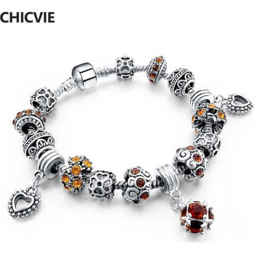 CHICVIE Yellow Flower Hollow Heart Bracelets Bangles For Women Luxury Brand Bracelet Stainless Steel Bracelets Gifts SBR150298