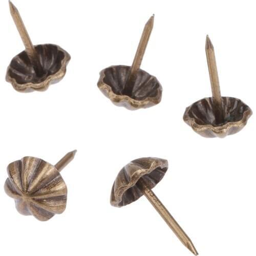 100Pcs Antique Bronze Upholstery Nails Iron Jewelry Gift Box Decorative Upholstery Tacks Stud for Furniture Hardware 11*17mm