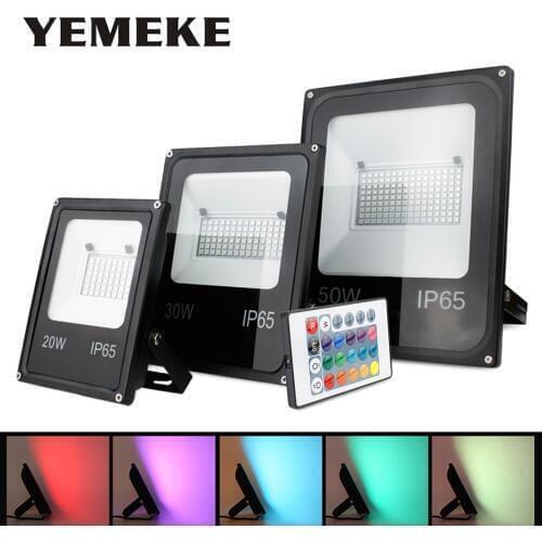 16 Colors RGB Led Spotlight Outdoor 20W 30W 50W Led Floodlights RGB Spot Light 2500Lm Garden Led Lights Outdoor Waterproof