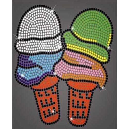 2pc/lot Ice Cream rhinestones design hot fixiron on crystal transfers design hot fix rhinestone motif strass iron