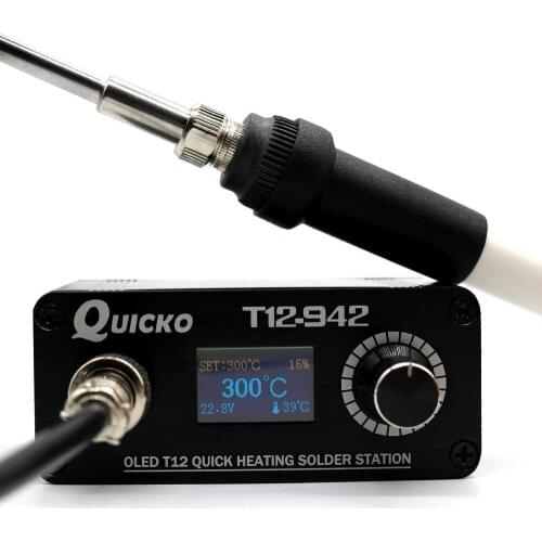 200〜480℃ QUICKO Mini T12-942 Soldering Station Kit OLED DIY Solder Electric Tools Welding Iron Tips Temperature Controller