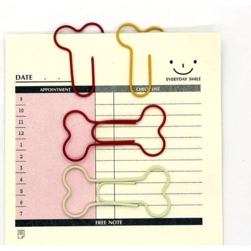 24pcs/lot Kawaii Funny Dog Bone Shaped Paper Clips Hollow Out Notes Metal Binder Clips School Stationery Planner Accessories