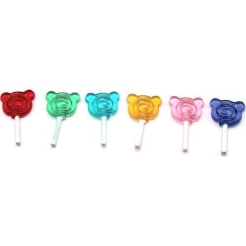 3Pcs Bear Shape Lollipop Simulation For Dollhouse Miniature Toy Doll Mini Resin Food Kitchen Livingroom Supplies 1:12 Scale