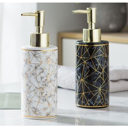 300ml Geometric Ceramic Marble Pattern Lotion Bottle Bathroom Accessories Home Hotel Shower Gel Press Sub-bottle Soap Dispenser